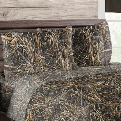 Northwest Realtree 5-Piece Queen Size Bed in a Bag Set, 1 Comforter, 1 Fitted Sheet, 1 Flat Sheet, 2 Pillowcases, All Seasons Bedding, MAX-7 Camo