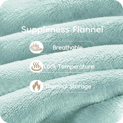 Electric Heated Blanket Queen Size 84"x90", with Dual Control Breathable & Luxurious Flannel, with 4 Heating Levels & 10 Hours Auto-Off, Fast Heating, Machine Washable, for Bedding-Light Green