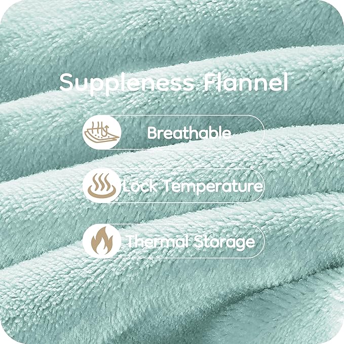 Electric Heated Blanket King Size 90"×100", Comfortable & Luxurious Flannel, 4 Heating Levels & 10 H Auto Shut Off, Mint Green