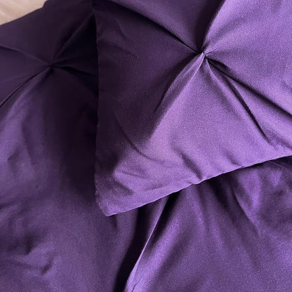 Maple&Stone Purple Comforter Set Queen, 7 Pieces Bed in a Bag Queen, Pintuck Bedding Sets with Comforter, Sheets, Pillowcases & Shams - Purple