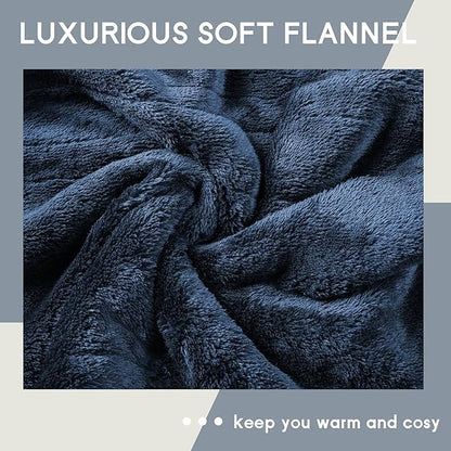 Heated Blanket Electric Throw Size 50''x60'' with 5 Heating Levels, 3 Hour Auto Shut Off, Machine Washable, Flannel & Sherpa Double-Sided Soft Warming Blanket for Couch, Bed, Office - Navy Blue