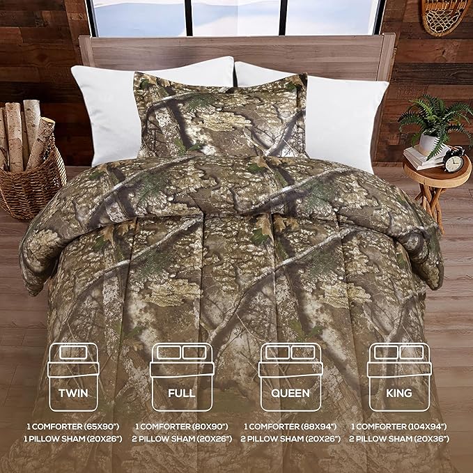 VISI-ONE Realtree APX Camo Twin 2 Piece Comforter Set – All-Season Lightweight Bedding for Kids, Toddlers, Teens, Girls & Nature Lovers, Ideal for Little Hunter’s Room, Outdoor Adventures