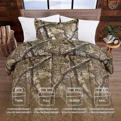 VISI-ONE Realtree APX Camo Twin 2 Piece Comforter Set – All-Season Lightweight Bedding for Kids, Toddlers, Teens, Girls & Nature Lovers, Ideal for Little Hunter’s Room, Outdoor Adventures