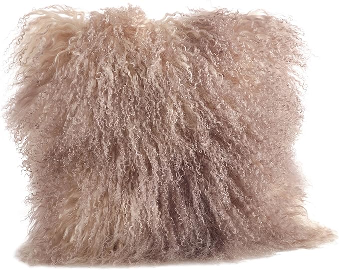 SARO LIFESTYLE Mongolian Lamb Fur Poly Filled Throw Pillow