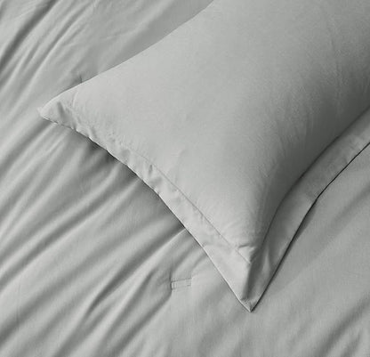 Chezmoi Collection Cliff 3-Piece Lightweight Cooling Comforter Set, Oversized King - Rayon Derived from Bamboo & Polyester Blended, Soft Breathable Bedding for Hot Sleepers, Light Gray