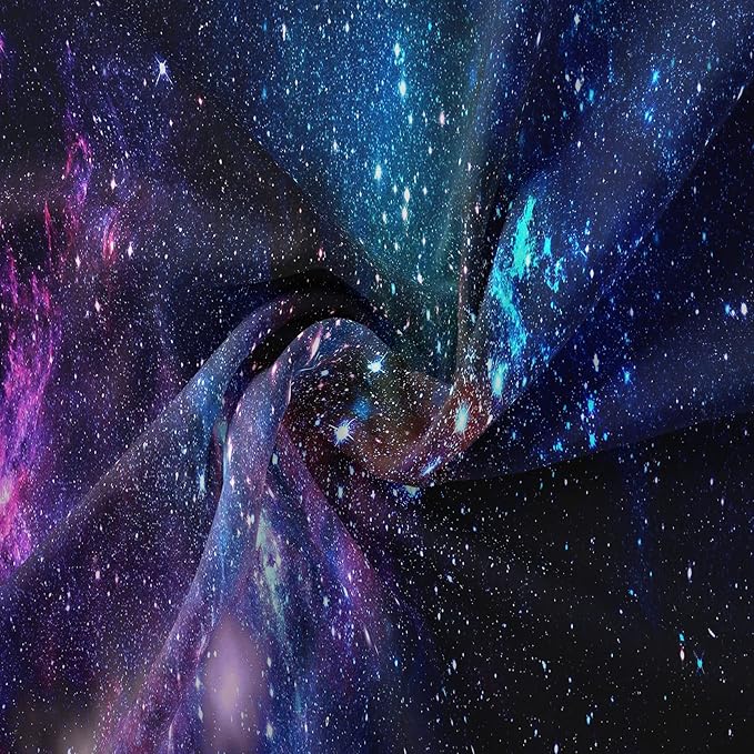 Tailor Shop Galaxy Comforter Set Universe Outer Space Blue and Purple Starry Sky Night Pattern Bedding Set for Girls Boys Kids Queen Size with 1 Comforter 2 Pillowcases……