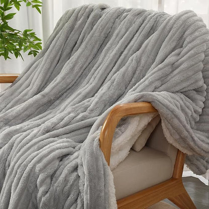 Electric Blanket Heated Throw Blanket, Super Soft Flannel & Sherpa Electric Throw Blanket with 6 Fast Heating Levels, 4 Hours Auto Off & OverHeat Protection, Machine Washable, 50'' X 60'', Light Gray