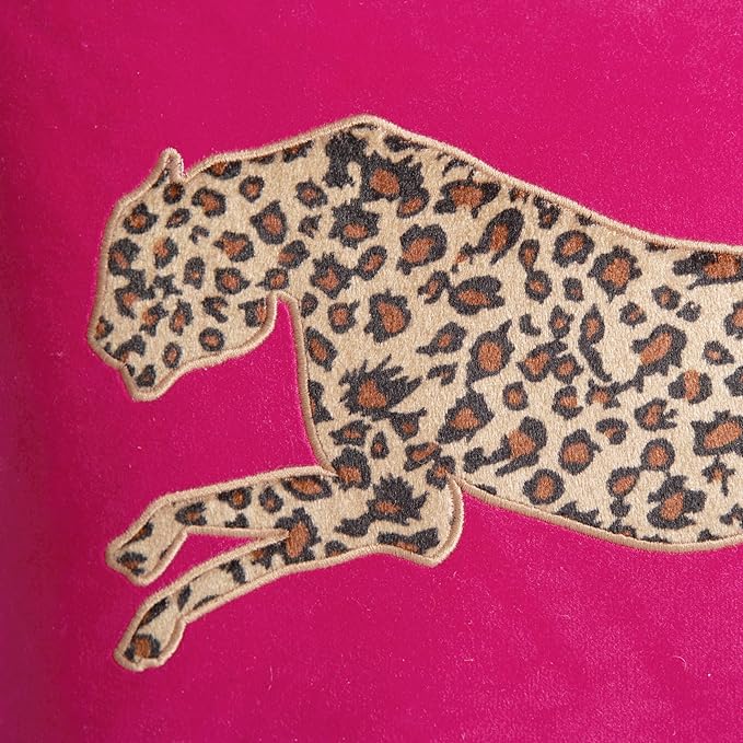 Juicy Couture Reversible Velvet Cheetah Pillow, 14" x 24" Decorative Pillow, Hot Pink