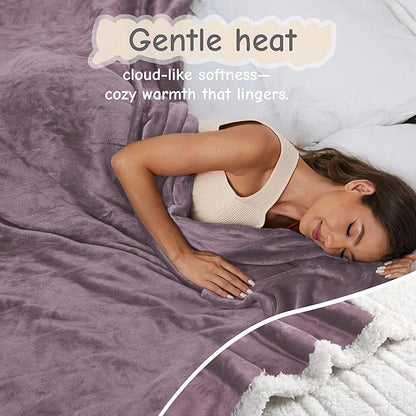Electric Heated Blanket Twin Size 62"x84", Soft Flannel with Overheat Protection, 9 Adjustable Heat Settings & 10-Hour Auto-Off Timer, Fast Heating for Winter Comfort, Purple