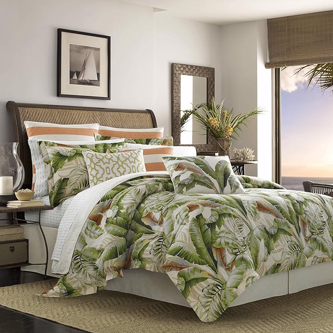 Tommy Bahama - Throw Pillow, Ideal for Bed or Couch, Striped Design, Cozy Home Essentials (Palmiers Dark Orange, 18" x 18")