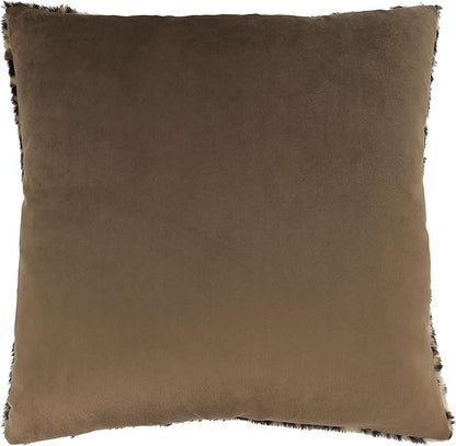 SARO LIFESTYLE Guépard Collection Cheetah Print Faux Fur Throw Pillow with Down Filling, 22", Brown