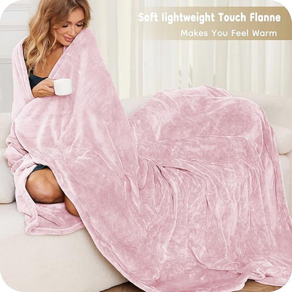 Electric Heated Blanket Full Size 72"×84", Breathable & Luxurious Flannel,Soft Warm Gift with Over-Heat Protection,4 Heating Levels & 10 H Auto Shut Off, Machine Washable, Light Pink