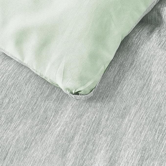 DECMAY Twin Comforter Set with Sheets, 5 Pieces Twin Comforter Set, Cationic Dyeing Bed in a Bag Bedding Set with Comforter, Flat Sheet, Fitted Sheet, Pillowcase and Pillow Sham (Twin, Light Green) | twin comforter set, twin bedding set, twin bed set