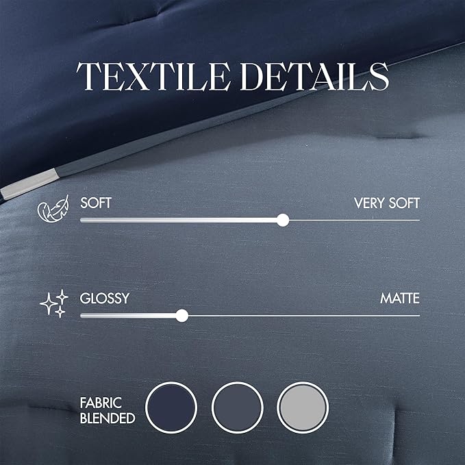 Madison Park Cozy Comforter Set-Deluxe Hotel Collection, All Season Down Alternative Luxury Bedding with Matching Shams, Decorative Pillows, Cal King(104"x92"), Genevieve, Navy 7 Piece