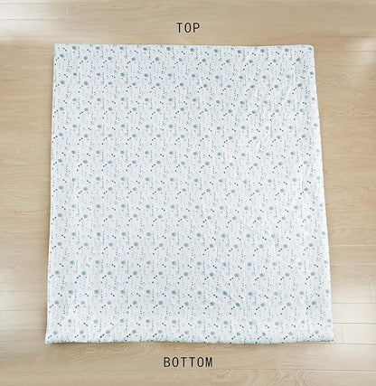 Chezmoi Collection Fran 3-Piece Boho Floral Comforter Set, King - Blue White Poppy Flower Watercolor Printed Microfiber Lightweight Bedding Set