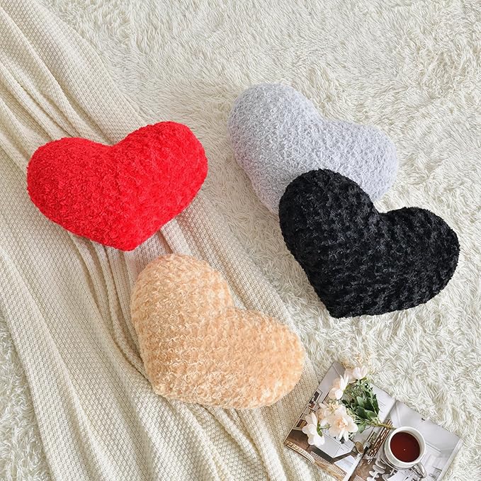 Heart Pillow, Soft Heart Shaped Pillow with Room Decorative Throw Pillows for Bed Couch Chair Sofa, Heart Shaped Cute Throw Pillow Cushion for Bedroom Living Room (Grey, Large 19.6" x 15.7")