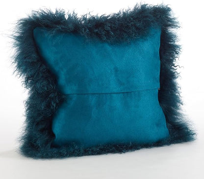 SARO LIFESTYLE Mongolian Lamb Fur Poly Filled Throw Pillow