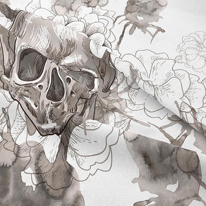 Tailor Shop Skull Comforter Set Full Size, Gothic Fog Smoke Skull Skeleton Comforter Sets,Halloween Bedding Set, Grey Bedding Comforters for Young Man Boy Teens, with 1 Comforter 2 Pillowcases…