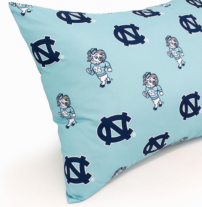 College Covers Everything Comfy North Carolina Tar Heels - Pillowcase, Body Pillow, 20" x 60", Includes 1 Pillowcase