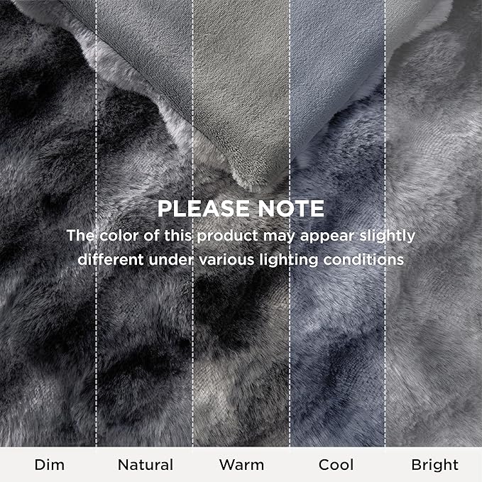 Bedsure GentleSoft Fluffy Fuzzy Tie-dye Grey Throw Blanket for Men, Soft Cozy Minky Fleece Faux Fur Blanket for Couch, Mens Room Decor Charcoal Gray Bed Cover, Thick Warm Plush Gifts for Dad, Him