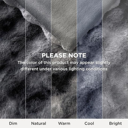 Bedsure GentleSoft Fluffy Fuzzy Tie-dye Grey Throw Blanket for Men, Soft Cozy Minky Fleece Faux Fur Blanket for Couch, Mens Room Decor Charcoal Gray Bed Cover, Thick Warm Plush Gifts for Dad, Him