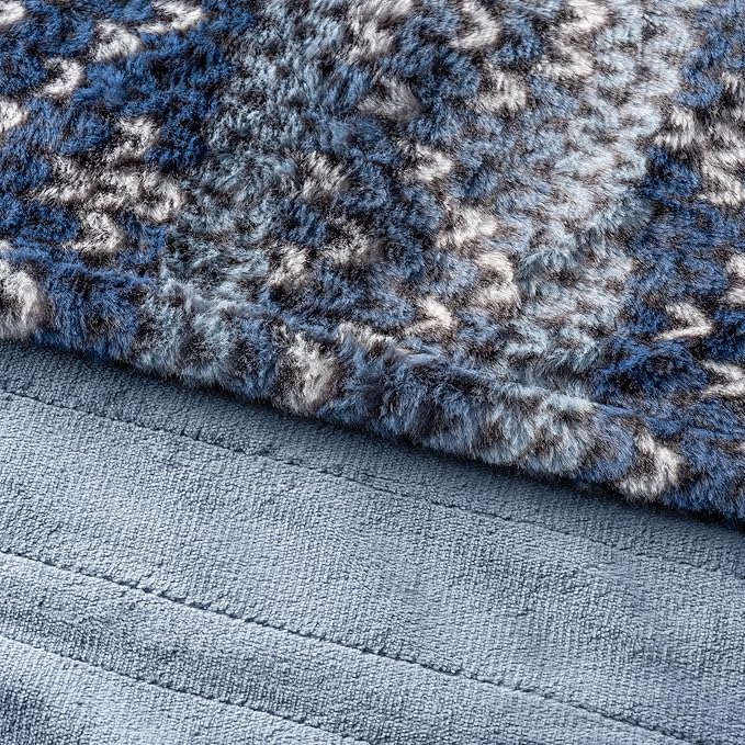 Berkshire Blanket Heated Throw Blanket, Grace Fur to Loftmink Reversible Electric Throw with 4 Heat Levels, Fast Heating Printed Throw for Couch and Bed, Auto Shut-Off Feature (50"x60")