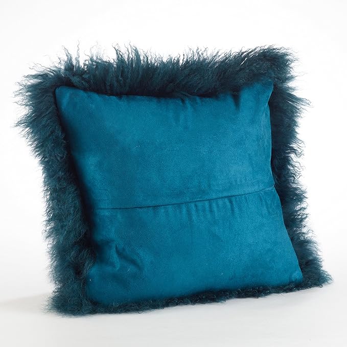 SARO LIFESTYLE Mongolian Lamb Fur Poly Filled Throw Pillow