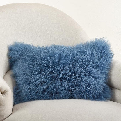 SARO LIFESTYLE Mongolian Lamb Fur Poly Filled Throw Pillow