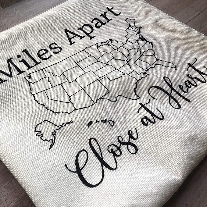 TheSpottedZebras Miles Apart Close at Heart Pillow Cover with 6 Heart Pins
