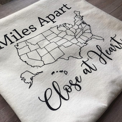 TheSpottedZebras Miles Apart Close at Heart Pillow Cover with 6 Heart Pins