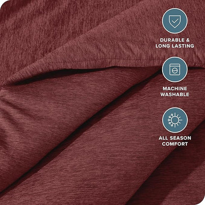 Bare Home Comforter Set - Full Size - Ultra-Soft - Goose Down Alternative - Premium 1800 Series - All Season Warmth Comforter (Full, Heathered Rose)