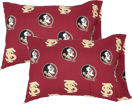 College Covers Everything Comfy Florida State Seminoles Pillowcase Pair, Standard, 20" x 30", Includes 2 Pillowcases