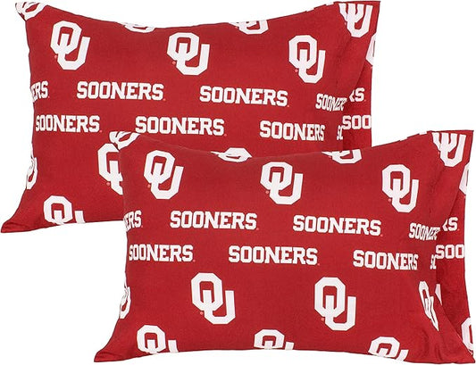 College Covers Everything Comfy Oklahoma Sooners Pillowcase Pair, Standard, 20" x 30", Includes 2 Pillowcases