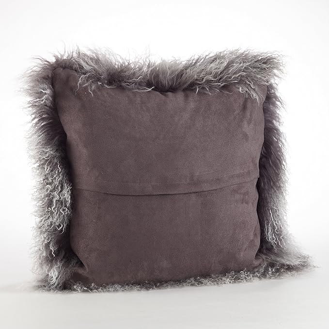 SARO LIFESTYLE Mongolian Lamb Fur Poly Filled Throw Pillow