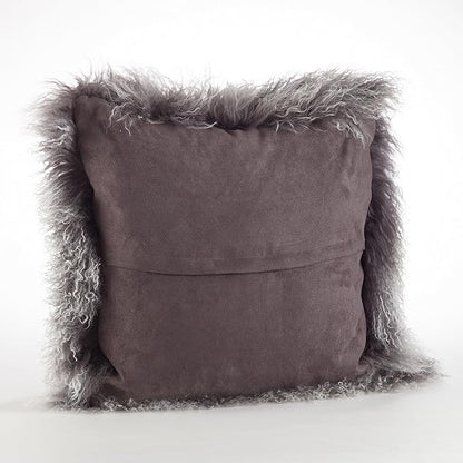 SARO LIFESTYLE Mongolian Lamb Fur Poly Filled Throw Pillow