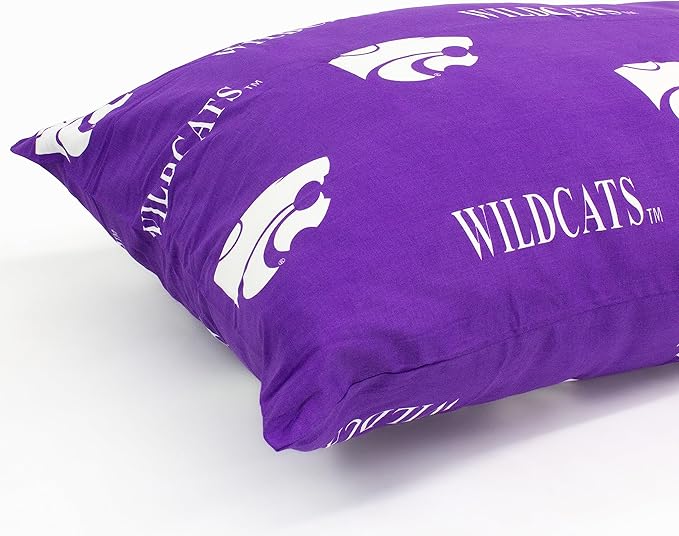 College Covers Everything Comfy Kansas State Wildcats Pillowcase Pair, King, 20" x 40", Includes 2 King Pillowcases