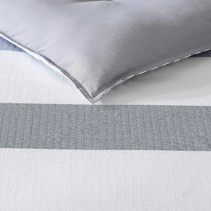 Nautica - Twin Comforter Set, Reversible Cotton Bedding with Matching Sham, Medium-Weight, Dorm Essentials, Oeko-Tex Certified (Fairwater Blue)