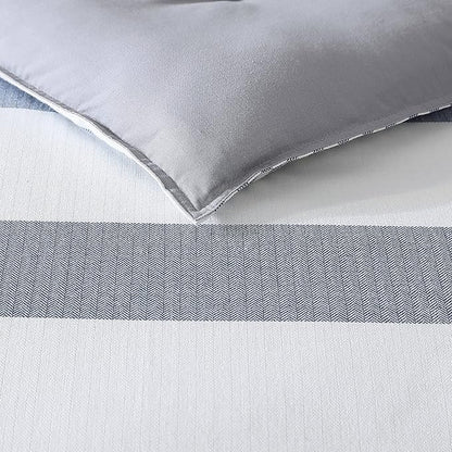 Nautica - Twin Comforter Set, Reversible Cotton Bedding with Matching Sham, Medium-Weight, Dorm Essentials, Oeko-Tex Certified (Fairwater Blue)