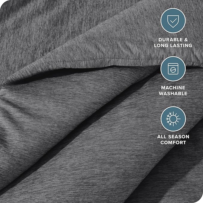 Bare Home Comforter Set - Twin/Twin Extra Long - Ultra-Soft - Goose Down Alternative - Premium 1800 Series - All Season Warmth Comforter (Twin/Twin XL, Heathered Grey)