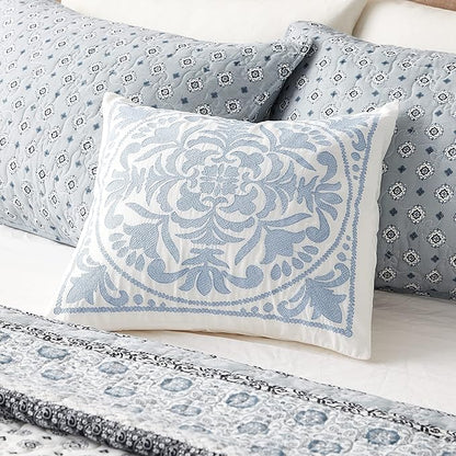 Laura Ashley Home - Throw Pillow with Envelope Closure, Elegant Home Decor for Bed or Sofa (Mila Blue, 18" x 18")