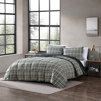 Eddie Bauer - King Comforter Set, Reversible Plaid Alt Down Bedding with Matching Shams, Cozy Home Decor for Colder Months, Oeko-Tex Certified (Rugged Navy, King)