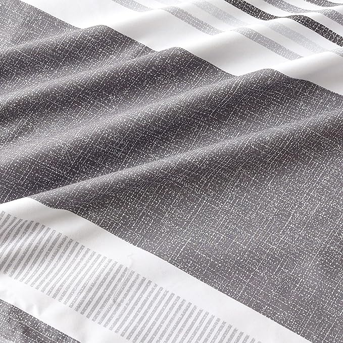 Bedsure Twin Comforter Set 5 Pieces, Frost Grey Striped Bedding Set for All Seasons, Reversible, Cationic Dyeing Bed in a Bag with Comforter, Sheets, Pillowcase & Sham