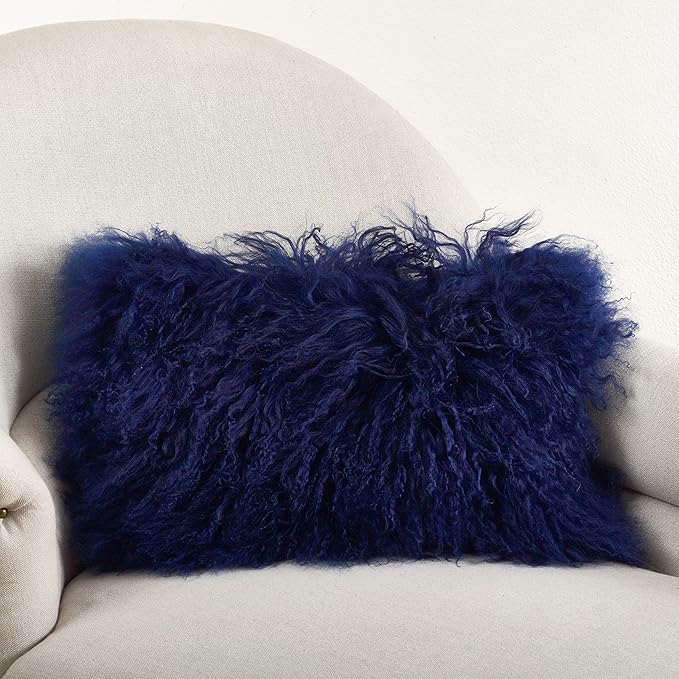 SARO LIFESTYLE Mongolian Lamb Fur Poly Filled Throw Pillow
