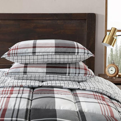 Eddie Bauer- King Comforter Set, Reversible Microsuede Bedding with Matching Sham(s), Casual Home Decor (Normandy Plaid Black, King)