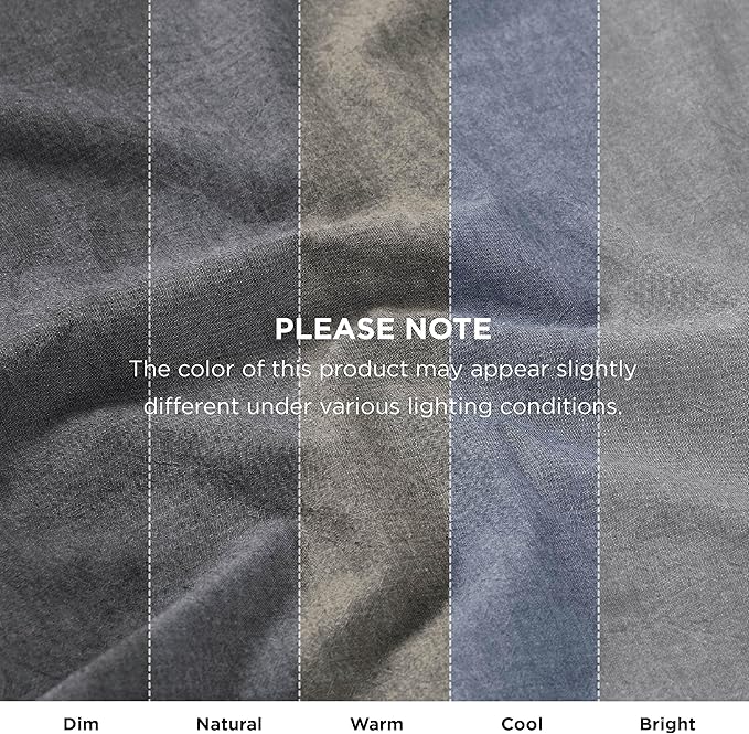 Bedsure 5 Pieces Cotton Comforter Set with Cotton Waffle Throw Blanket - Dark Grey Queen Comforter, Pillow Shams, Grey Cooling Blanket of Rayon Derived from Bamboo for Hot Sleepers, Throw Pillow