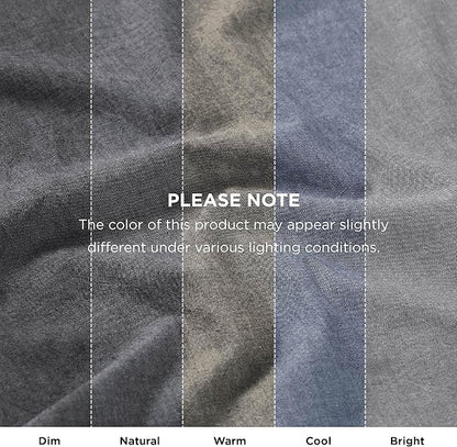 Bedsure 5 Pieces Cotton Comforter Set with Cotton Waffle Throw Blanket - Dark Grey Queen Comforter, Pillow Shams, Grey Cooling Blanket of Rayon Derived from Bamboo for Hot Sleepers, Throw Pillow
