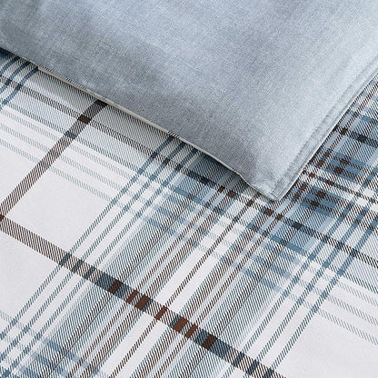 Eddie Bauer - Twin Comforter Set, Reversible Plaid Bedding with Matching Sham, Medium-Weight for Year Round Use, Dorm Essentials (Alder Blue/Grey)