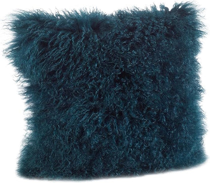 SARO LIFESTYLE Mongolian Lamb Fur Poly Filled Throw Pillow