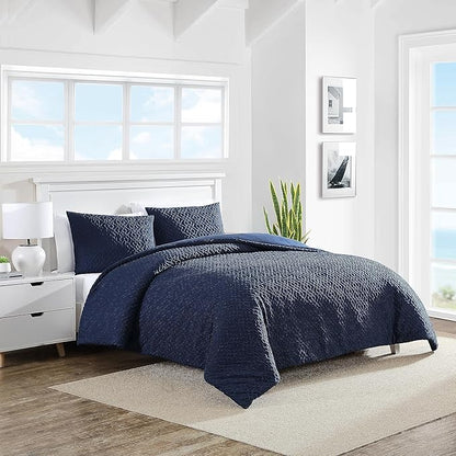 Nautica - King Comforter Set, Soft & Cozy Microfiber Bedding with Matching Shams, All Season Bedding Set, Oeko-Tex Certified (Point Harbor Navy, King)