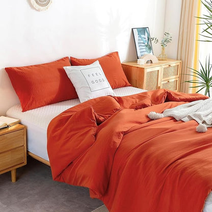 COTTEBED Pumpkin Orange Comforters Set King Size Bed, Ultra-Soft Cal California King Bedding Blanket Clearance Prime Down Alternative Eastern Modern Solid Lightweight for All Season,Bright Orange